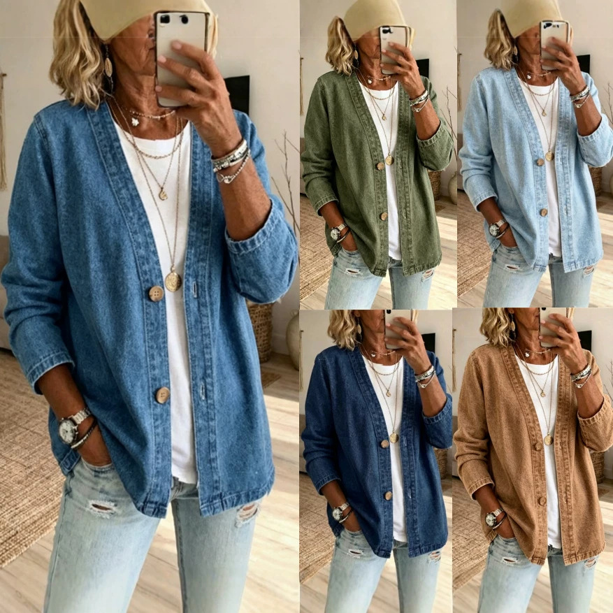 Women'S Fashion Denim Jacket - Kadın İlkbahar Sonbahar Denim Hırka Ceketler