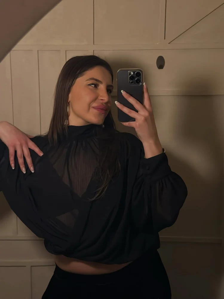 Wrap Blouse Chiffon - Siyah Şifon Bluz Kadın Zarif Yüksek