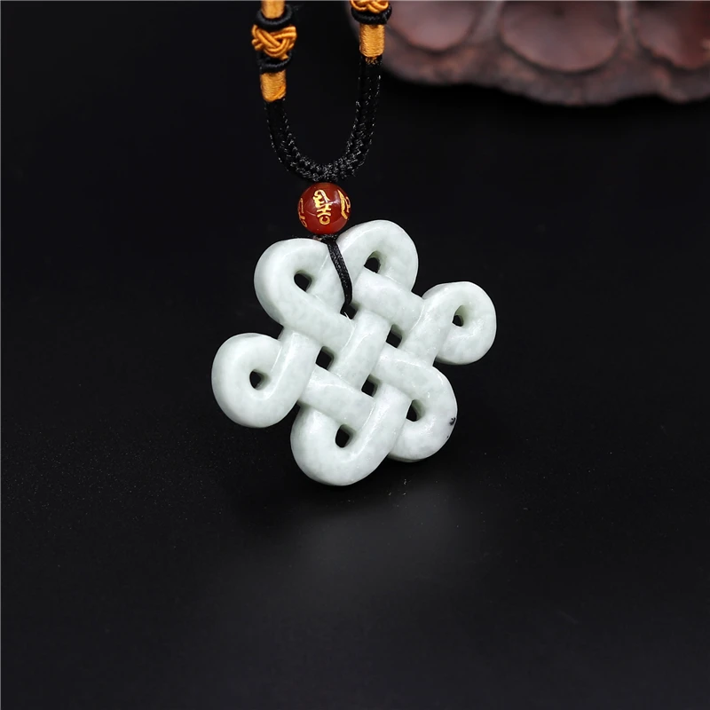 Women Fashion Jewellery - Doğal çin düğüm beyaz yeşil yeşim