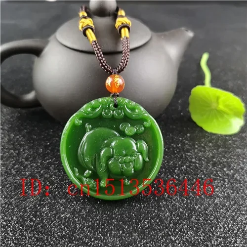 Women Fashion Jewellery - Doğal Yeşil Çin Domuzu Oyma Yeşim