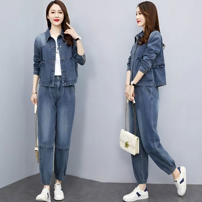 Women'S Fashion Denim Jacket - Kadın Denim Takım Elbise 2024 Yeni