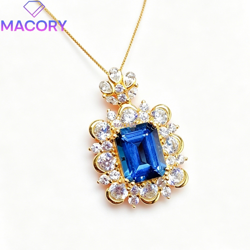 Women'S Fashion London - Doğal Londra Mavisi Topaz Kolye S925