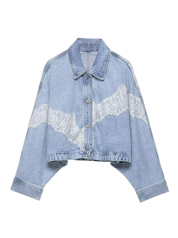 Women'S Fashion Denim Jacket - HH Zarif Kadın Mavi Denim Ceketler