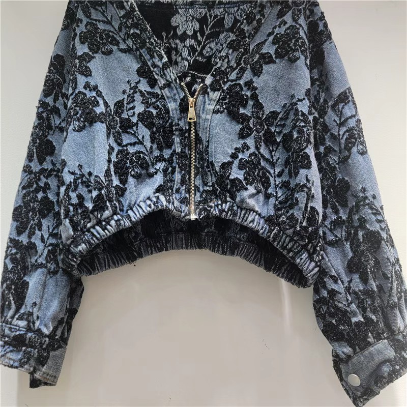 Women'S Fashion Denim Jacket - Moda Jakarlı Kısa Denim Ceket Kadın