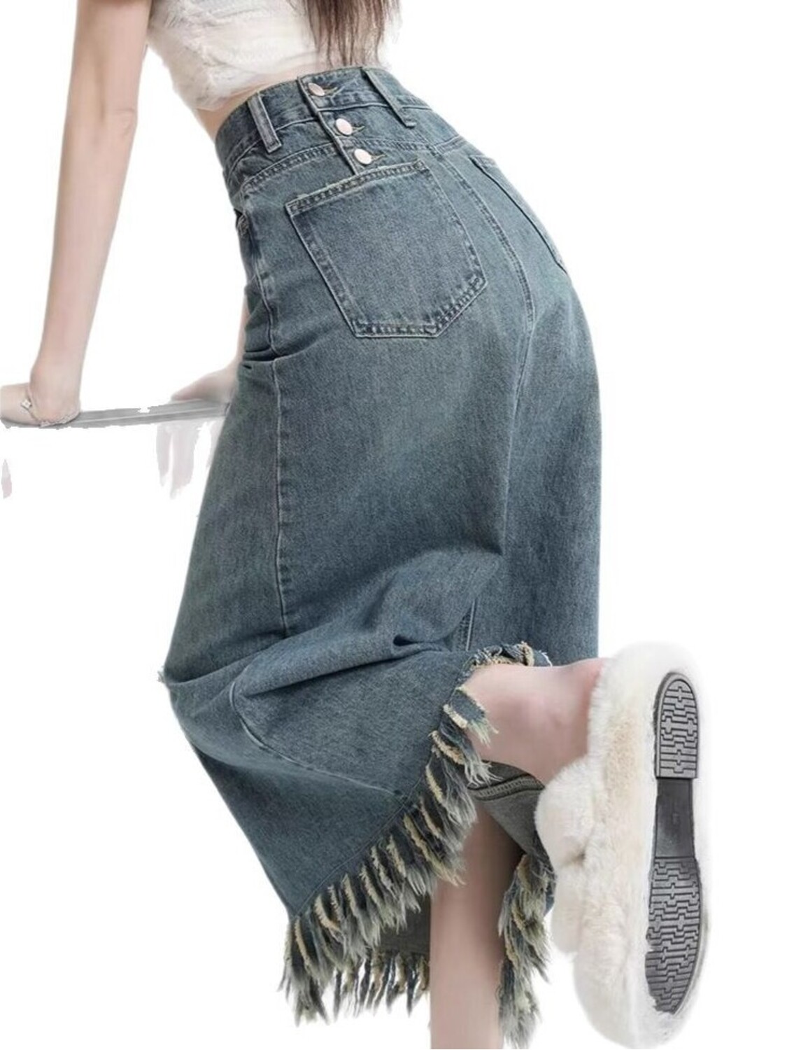 Denim Shorts Women - Kadın Yüksek Bel Vintage Yıkanmış Kot