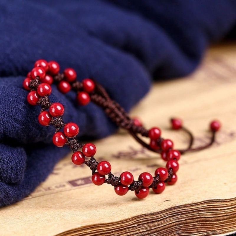 Women Fashion Jewellery - Özelleştirilmiş doğal kırmızı Cinnabar 6mm boncuk
