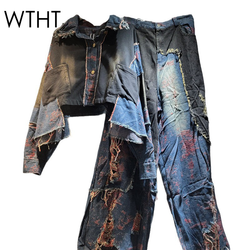 Women'S Fashion Denim Jacket - WTHT Yeni Moda kadın Patchwork Yıkama
