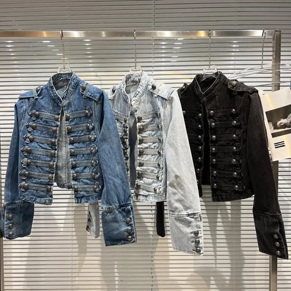 Women Fashion Jeans Top - 2025 İlkbahar Sonbahar Bayan İnce Metal