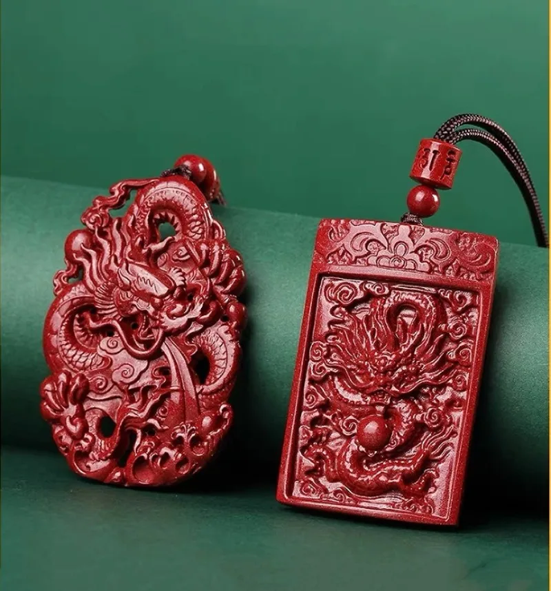 Women Fashion Jewellery - Moda Cinnabar yeşim çift taraflı oyma
