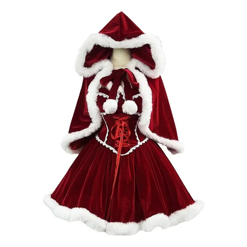 Women Fashion Reddit - Yeni Yıl Kırmızı Elbise Pelerin Cosplay