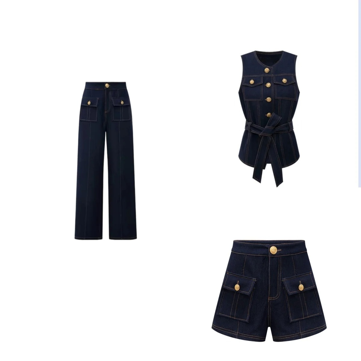 Women Fashion Jeans Top - Y2K 2026 yeni düğmeli retro kot