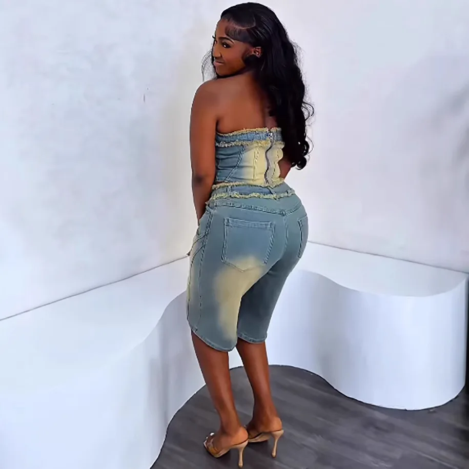 Women Fashion Jeans Top - Avrupalı ve Amerikalı Kadın Kot Takımları.