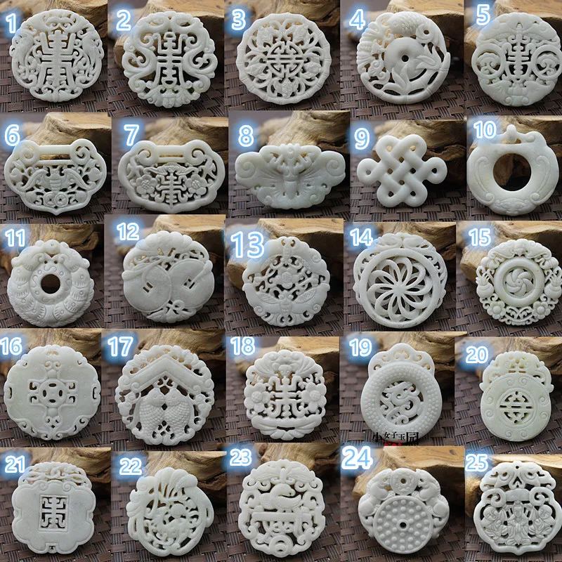 Women Fashion Jewellery - Doğal beyaz yeşim oyma şanslı ejderha