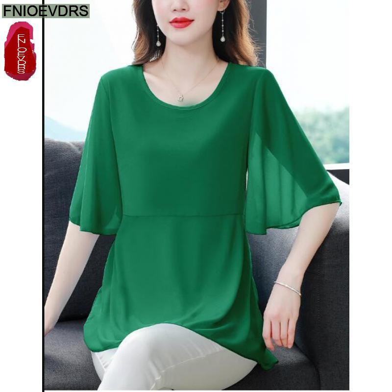 Wrap Blouse Chiffon - M-4XL gevşek giysiler 2023 kadın yaz