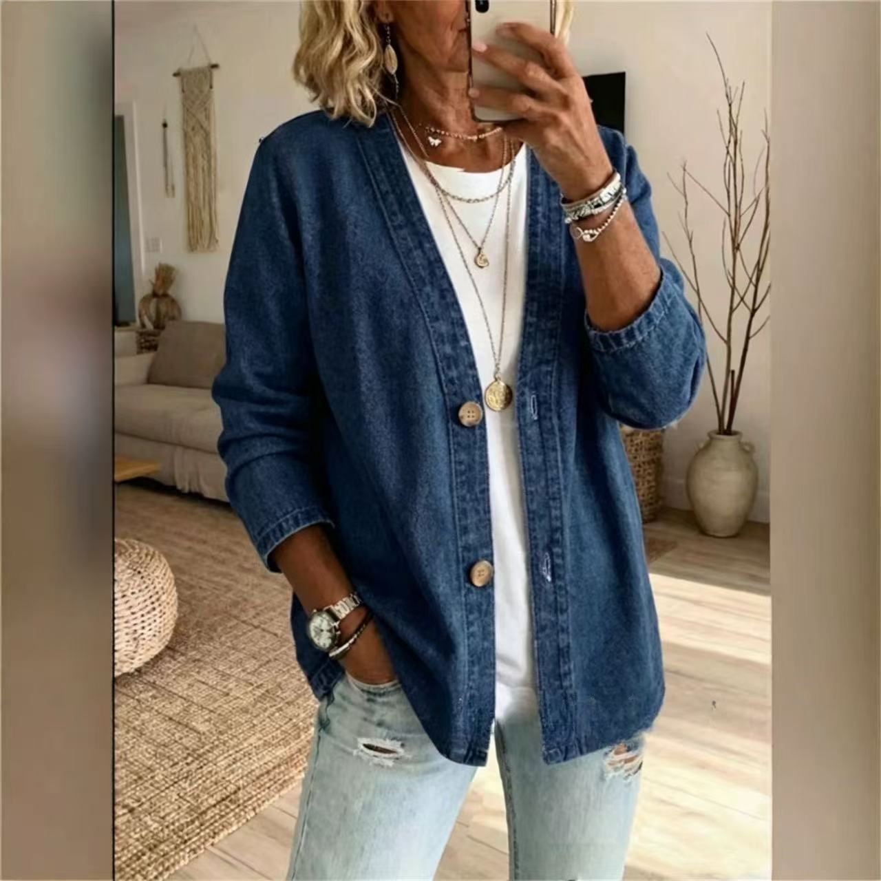 Kadın İlkbahar Sonbahar Denim  - Women'S Fashion Denim Jacket incelemesi ve fiyatı