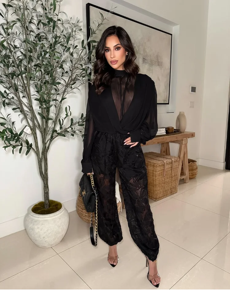 Siyah Şifon Bluz Kadın Zarif Y - Wrap Blouse Chiffon incelemesi ve fiyatı