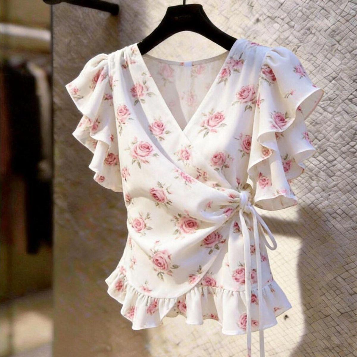 Kadınlar İçin V Yaka Şifon Blu - Wrap Blouse Chiffon incelemesi ve fiyatı