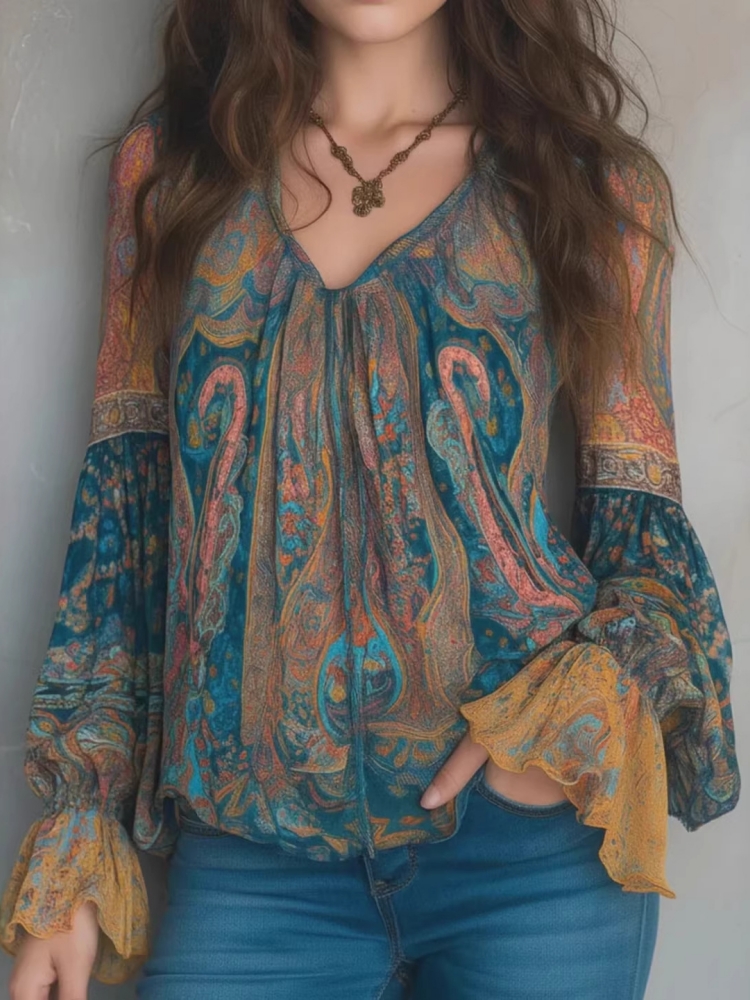 Etnik Kadınlar Vintage Bohemia - Wrap Blouse Chiffon incelemesi ve fiyatı