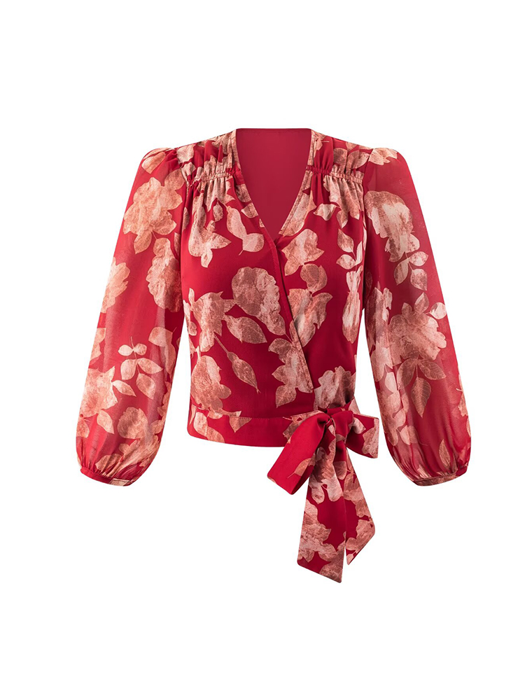 Kadın V Yaka Wrap Bandaj Bluzl - Wrap Blouse Chiffon incelemesi ve fiyatı