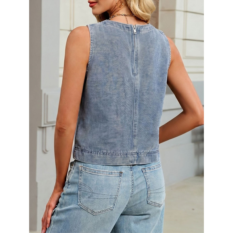 Benuynffy Rahat Yuvarlak Boyun - Women Fashion Jeans Top incelemesi ve fiyatı