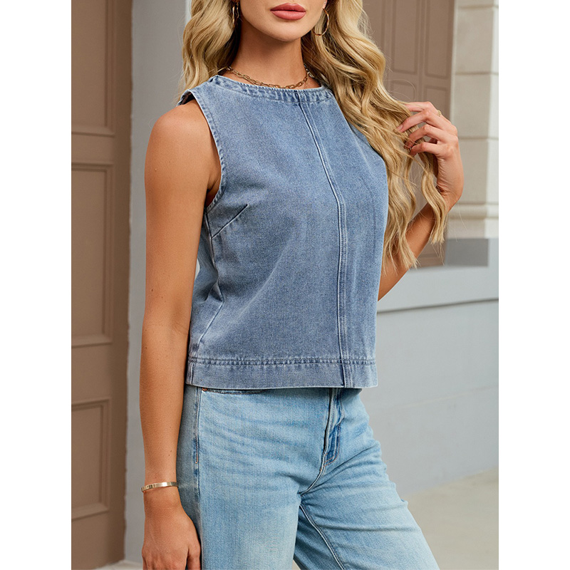 Benuynffy Rahat Yuvarlak Boyun - Women Fashion Jeans Top incelemesi ve fiyatı