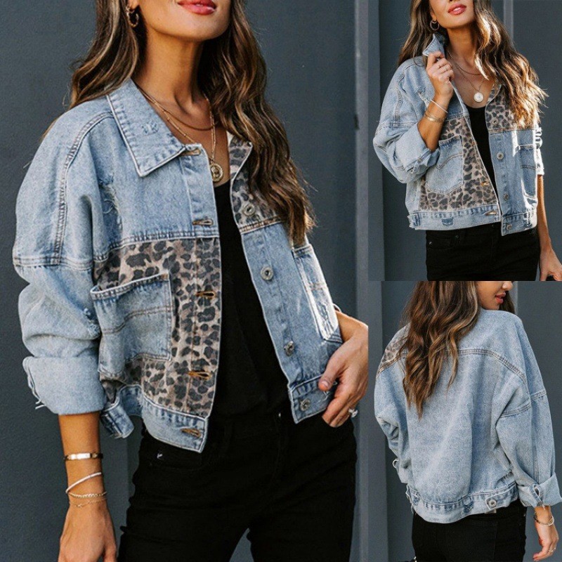 Leopar Dikiş Denim Ceket Kadın - Women'S Fashion Denim Jacket incelemesi ve fiyatı