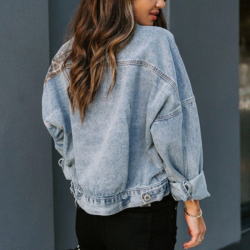 Leopar Dikiş Denim Ceket Kadın - Women'S Fashion Denim Jacket incelemesi ve fiyatı