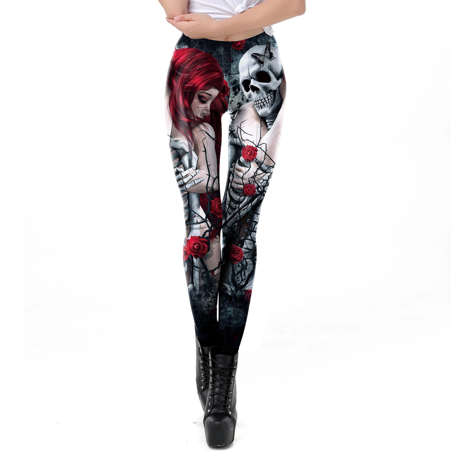 Moda kafatası gül baskı tayt C - Women'S Fashion Leggings incelemesi ve fiyatı