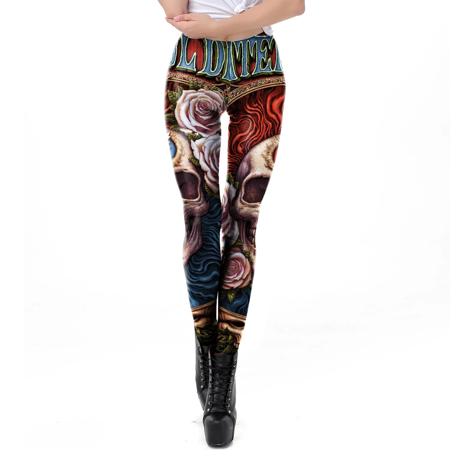 Moda kafatası gül baskı tayt C - Women'S Fashion Leggings incelemesi ve fiyatı